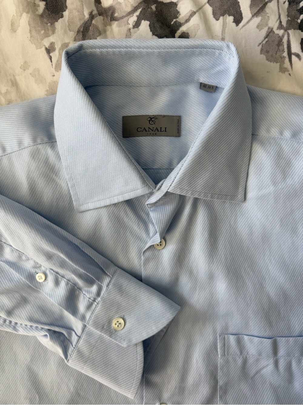 Canali Men's Blue Stripe Button Down Formal Dress Shirt 42/16.5 Lg Made In Italy